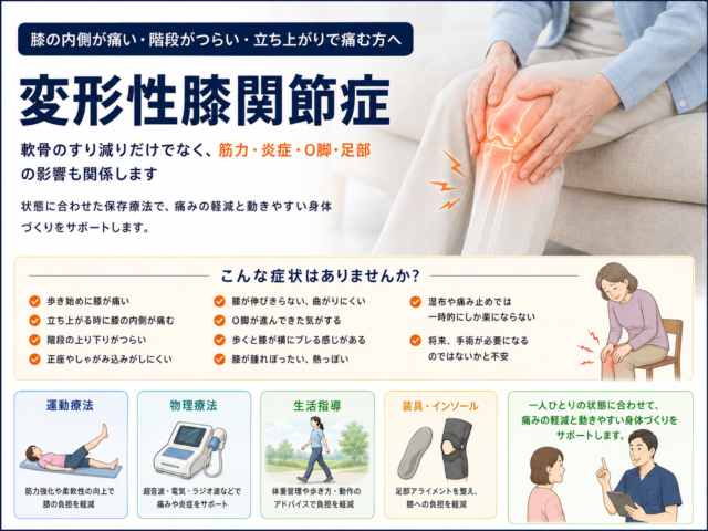 変形性膝関節症とは？膝の内側が痛い・階段がつらい原因と対処法を解説｜ラッコ整骨院 宇都宮鶴田店