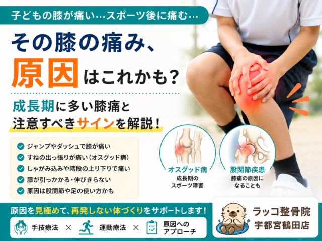 子どもの膝が痛い原因は？成長期に多いオスグッド病と注意すべき疾患を解説｜ラッコ整骨院 宇都宮鶴田店
